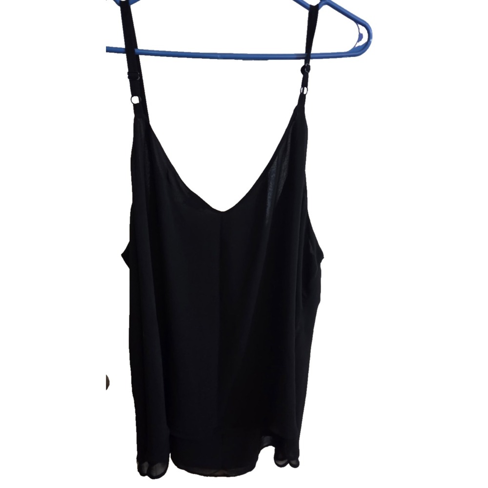 Torrid Womens Black Chiffon Double Layer Camisole V-Neck Tank Top Size 4 Plus